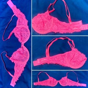 Neon Pink Lace Bra